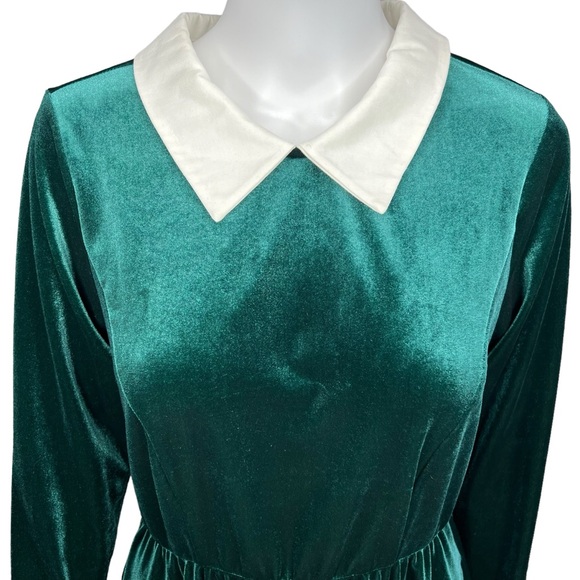 Hot Topic Velvet Green Long Sleeve Dress SM - Picture 2 of 8
